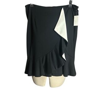 Spense Black and Cream Asymmetrical ruffled Skirt